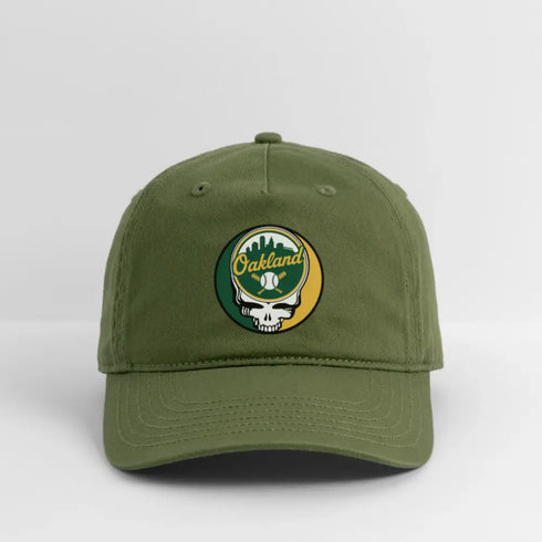 Oakland Athletics Grateful Dead Stealie Dad Hat - olive green