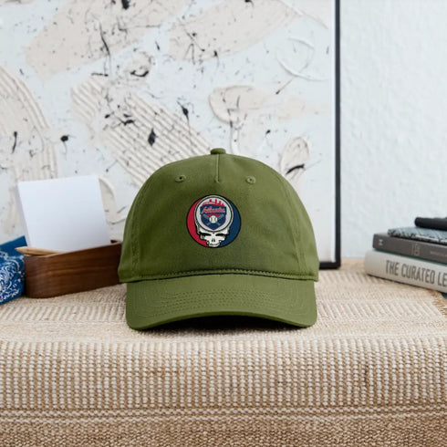 Atlanta Braves Grateful Dead Stealie Dad Hat - olive green