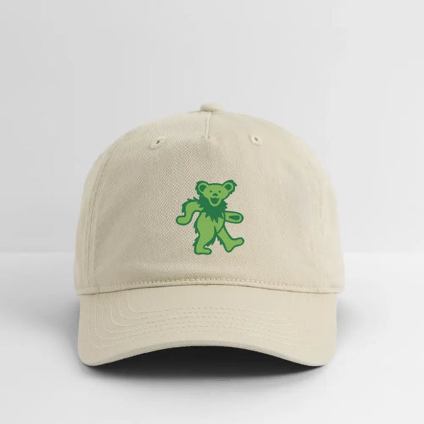 Green Dancing Bear Grateful Dead Stealie Dad Hat - khaki