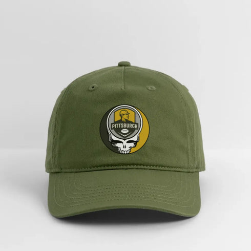 Pittsburgh Steelers Grateful Dead Stealie Dad Hat - olive green