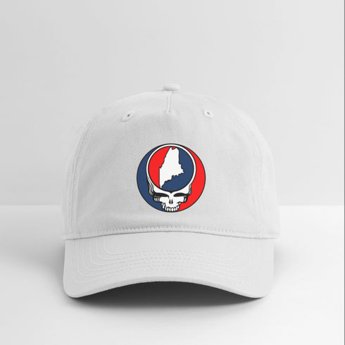 Maine Map Stealie Grateful Dead Dad Hat - white
