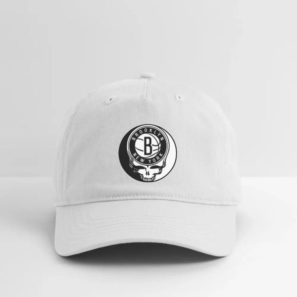 Brooklyn Nets Grateful Dead Stealie Dad Hat - white