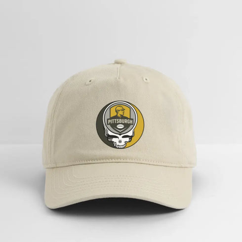 Pittsburgh Steelers Grateful Dead Stealie Dad Hat - khaki