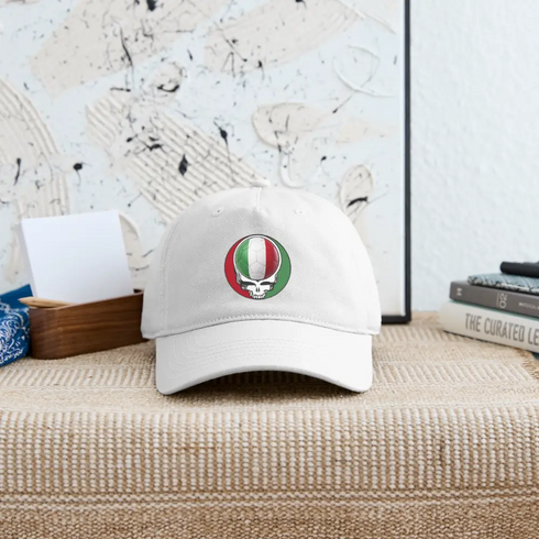 2026 Italy World Cup Grateful Dead Stealie Dad Hat - white