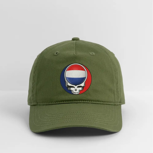 2026 Netherlands World Cup Grateful Dead Stealie Dad Hat - olive green