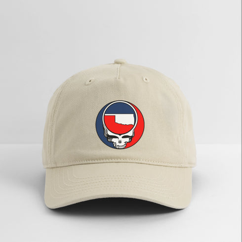 Oklahoma Map Stealie Grateful Dead Dad Hat - khaki