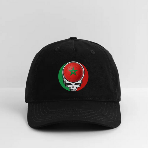 2026 Morocco World Cup Grateful Dead Stealie Dad Hat - black