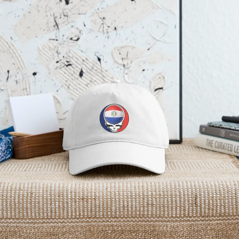 2026 Paraguay World Cup Grateful Dead Stealie Dad Hat - white