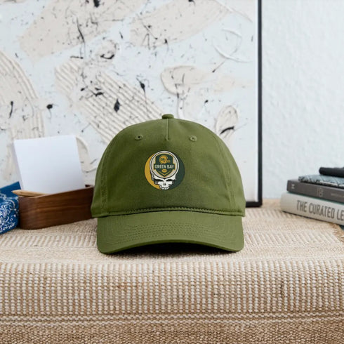 Green Bay Packers Grateful Dead Stealie Dad Hat - olive green