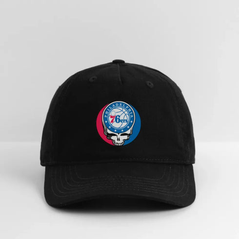 Philadelphia 76ers Grateful Dead Stealie Dad Hat - black