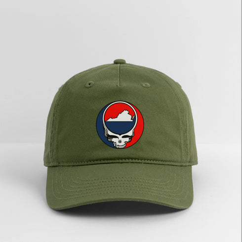 Virginia Map Stealie Grateful Dead Dad Hat - olive green