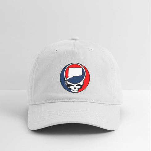 Connecticut Map Stealie Grateful Dead Dad Hat - white