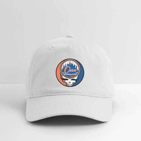 Custom Cuse Grateful Dead Stealie Dad Hat - white