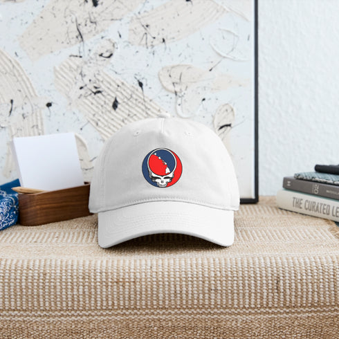 Hawaii Map Stealie Grateful Dead Dad Hat - white