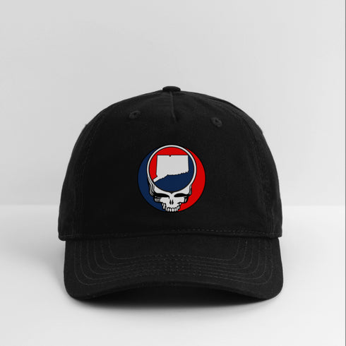 Connecticut Map Stealie Grateful Dead Dad Hat - black