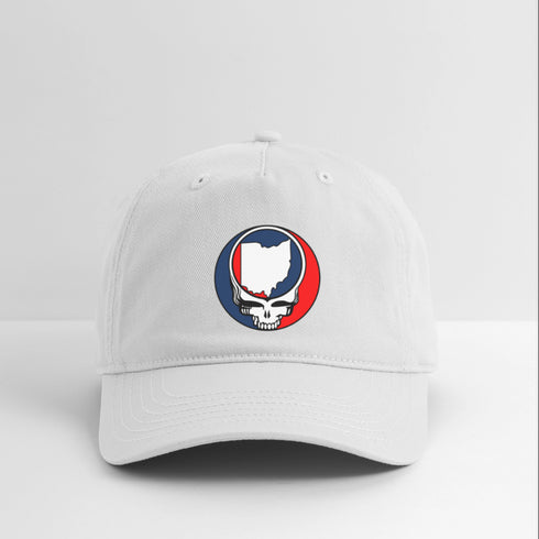 Ohio Map Stealie Grateful Dead Dad Hat - white