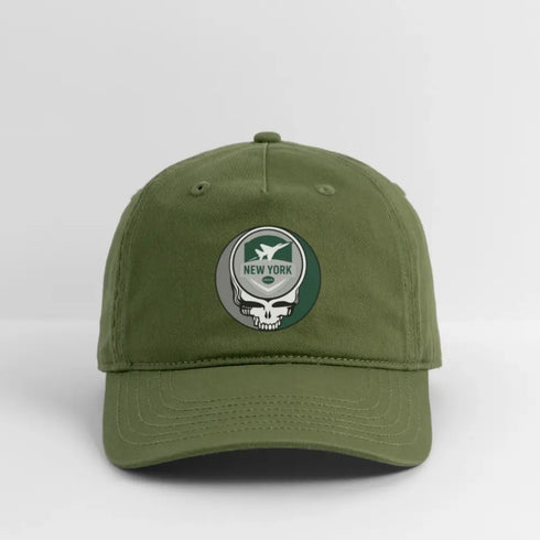 New York Jets Grateful Dead Stealie Dad Hat - olive green