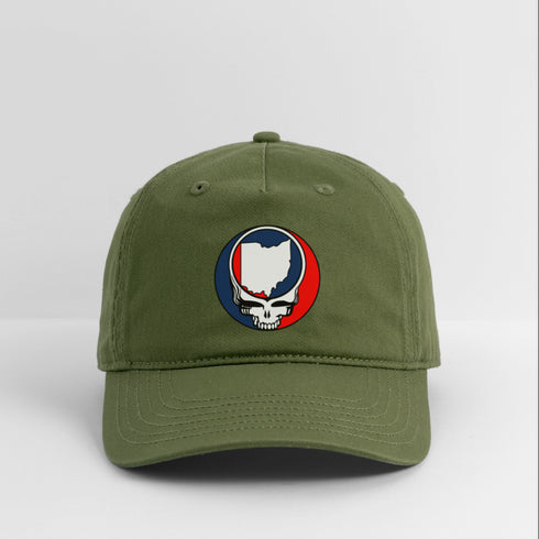 Ohio Map Stealie Grateful Dead Dad Hat - olive green