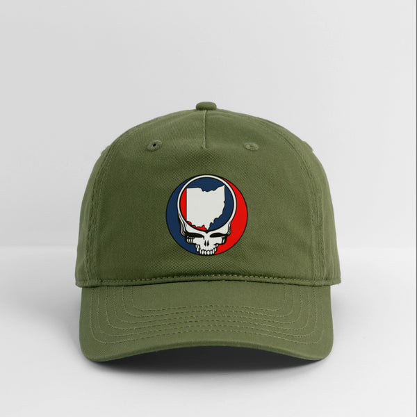 Ohio Map Stealie Grateful Dead Dad Hat - olive green