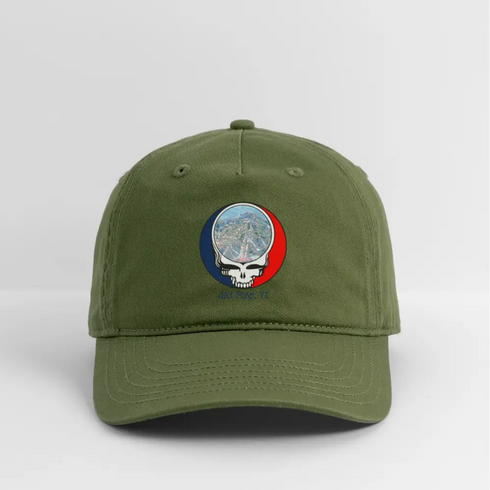 Jay Peak Trail Map Stealie Grateful Dead Dad Hat - olive green