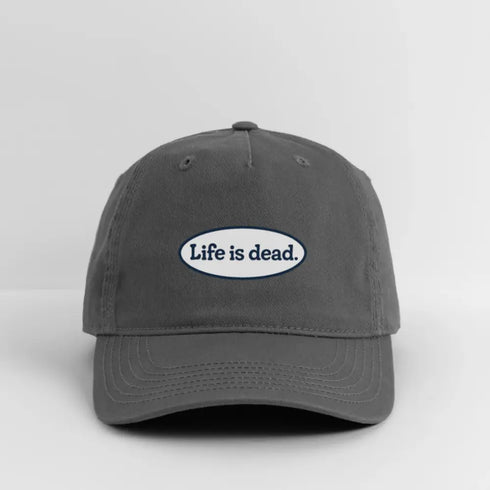 Life is dead. Signature Oval Blue Grateful Dead Stealie Dad Hat - charcoal