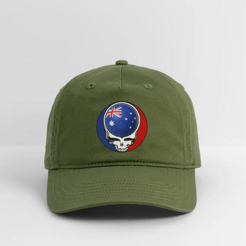 2026 Australia World Cup Grateful Dead Stealie Dad Hat - olive green