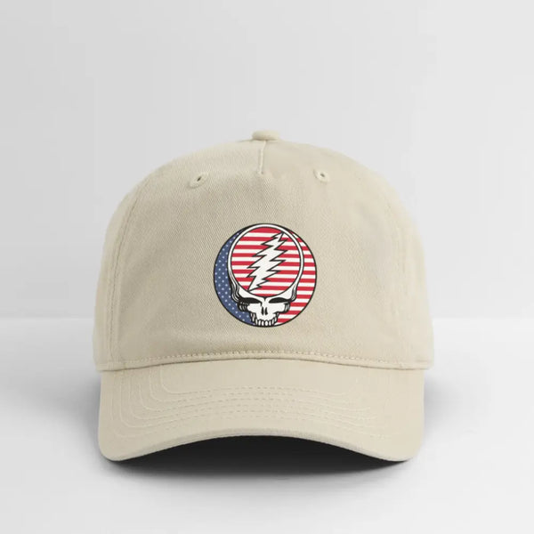 Stars and Stripes Stealie Grateful Dead Stealie Dad Hat - khaki