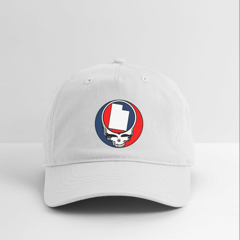 Utah Map Stealie Grateful Dead Dad Hat - white