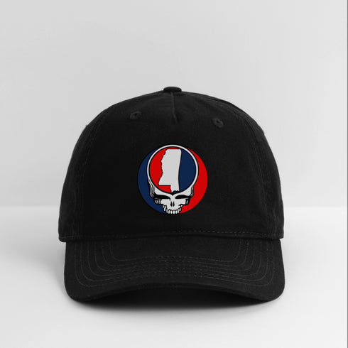 Mississippi Map Stealie Grateful Dead Dad Hat - black