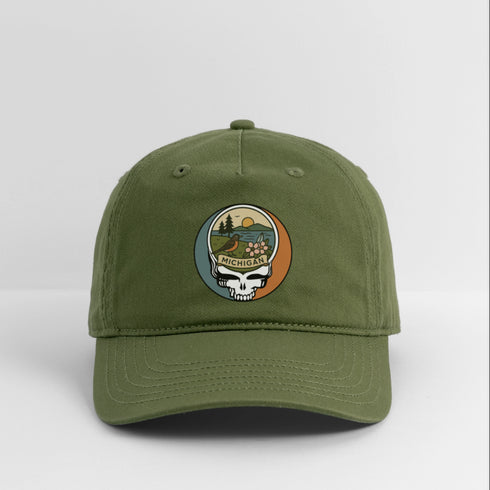 Michigan Stealie Grateful Dead Dad Hat - olive green