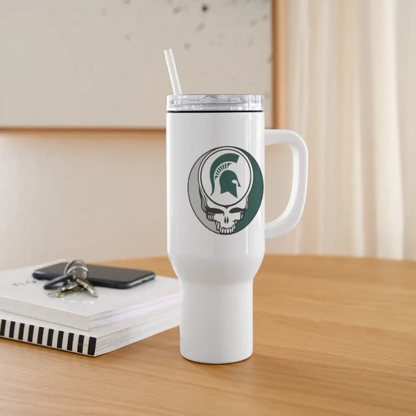Michigan State University Stealie "Fat Man" Tumbler, Double Insulated 40oz Travel Mug - white