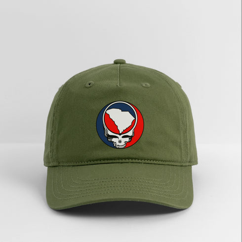 South Carolina Map Stealie Grateful Dead Dad Hat - olive green