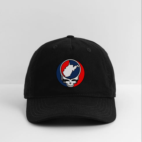West Virginia Map Stealie Grateful Dead Dad Hat - black