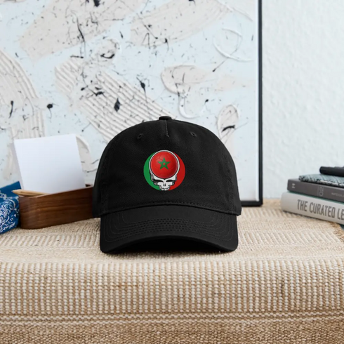 2026 Morocco World Cup Grateful Dead Stealie Dad Hat - black