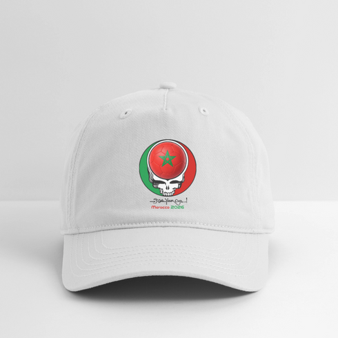 2026 Morocco World Cup Grateful Dead Stealie Dad Hat - white