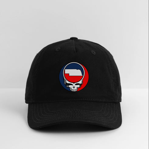 Nebraska Map Stealie Grateful Dead Dad Hat - black