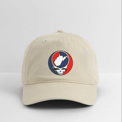West Virginia Map Stealie Grateful Dead Dad Hat - khaki