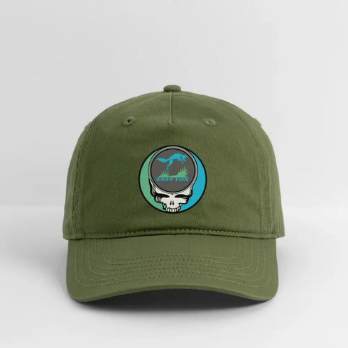 Grey Fox Grateful Dead Stealie Dad Hat - olive green