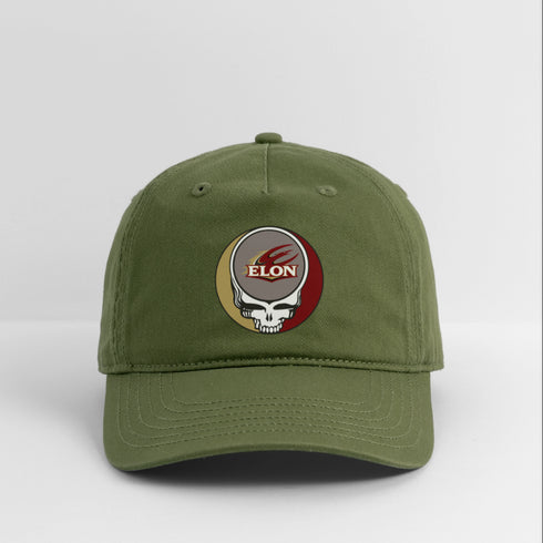 Elon University Stealie Grateful Dead Dad Hat - olive green