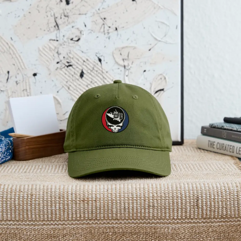 Superior National Forest Fire Stealie Grateful Dead Stealie Dad Hat - olive green