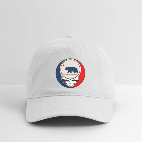 California "Unofficial" State Flag Stealie Grateful Dead Dad Hat - white