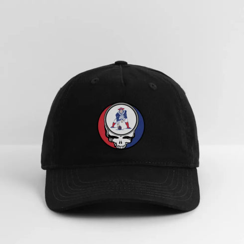 Retro Pat Patriot New England Patriots Grateful Dead Stealie Dad Hat - black
