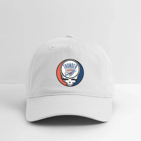 OKC Thunder Grateful Dead Stealie Dad Hat - white