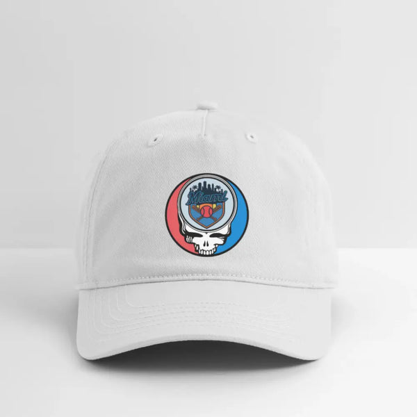 Miami Marlins Grateful Dead Stealie Dad Hat - white