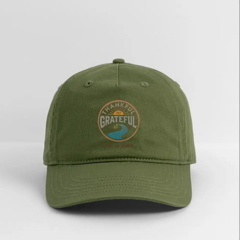 Life is dead. Thankful and Grateful Dead Dad Hat - Thanksgiving - olive green