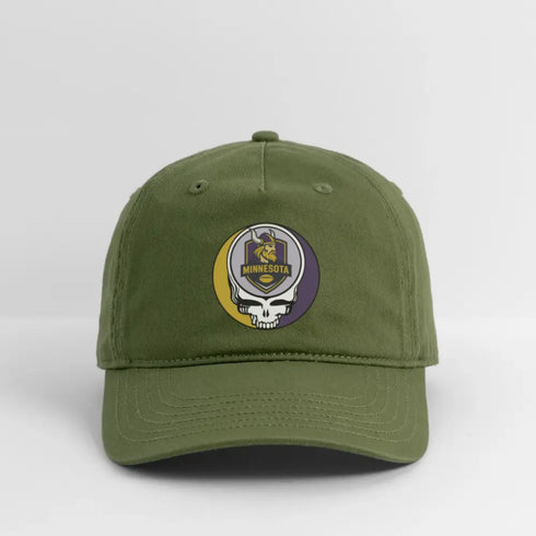 Minnesota Vikings Grateful Dead Stealie Dad Hat - olive green