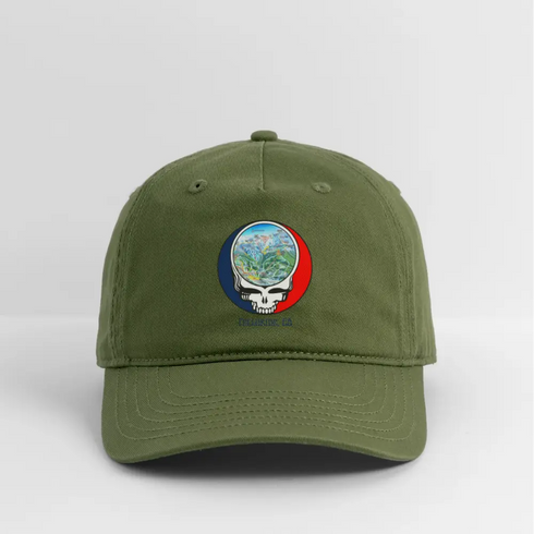 Telluride Trail Map Stealie Grateful Dead Dad Hat - olive green