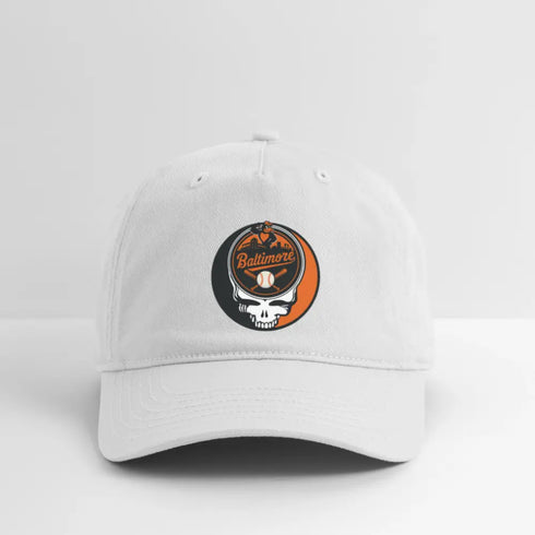 Baltimore Orioles Grateful Dead Stealie Dad Hat - white
