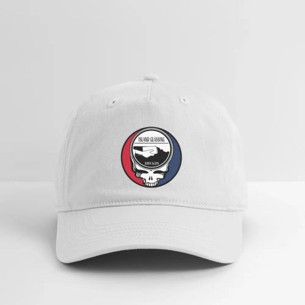 Island Glassing Stealie Grateful Dead Dad Hat - white