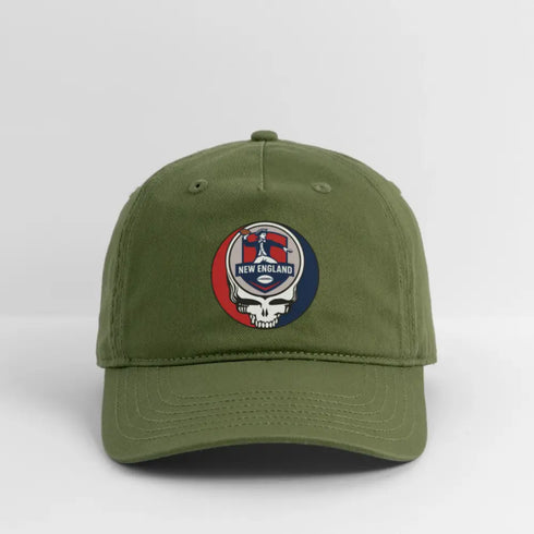 New England Patriots Grateful Dead Stealie Dad Hat - olive green